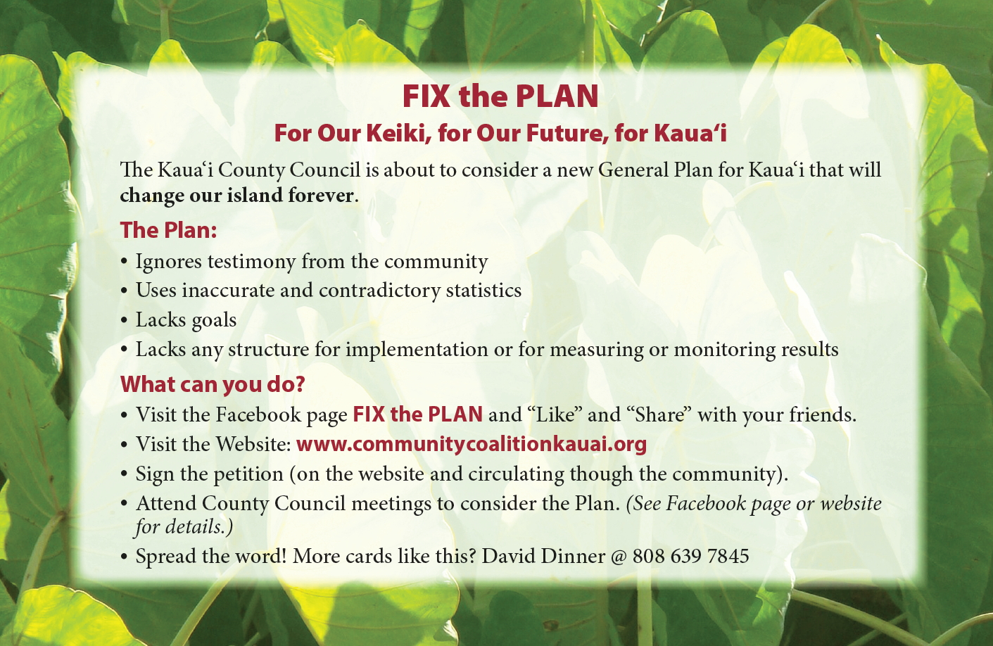 Fix the Kauai General Plan Flyer