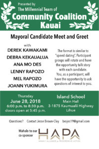Kauai Mayoral Candidate Meet and Greet Flyer